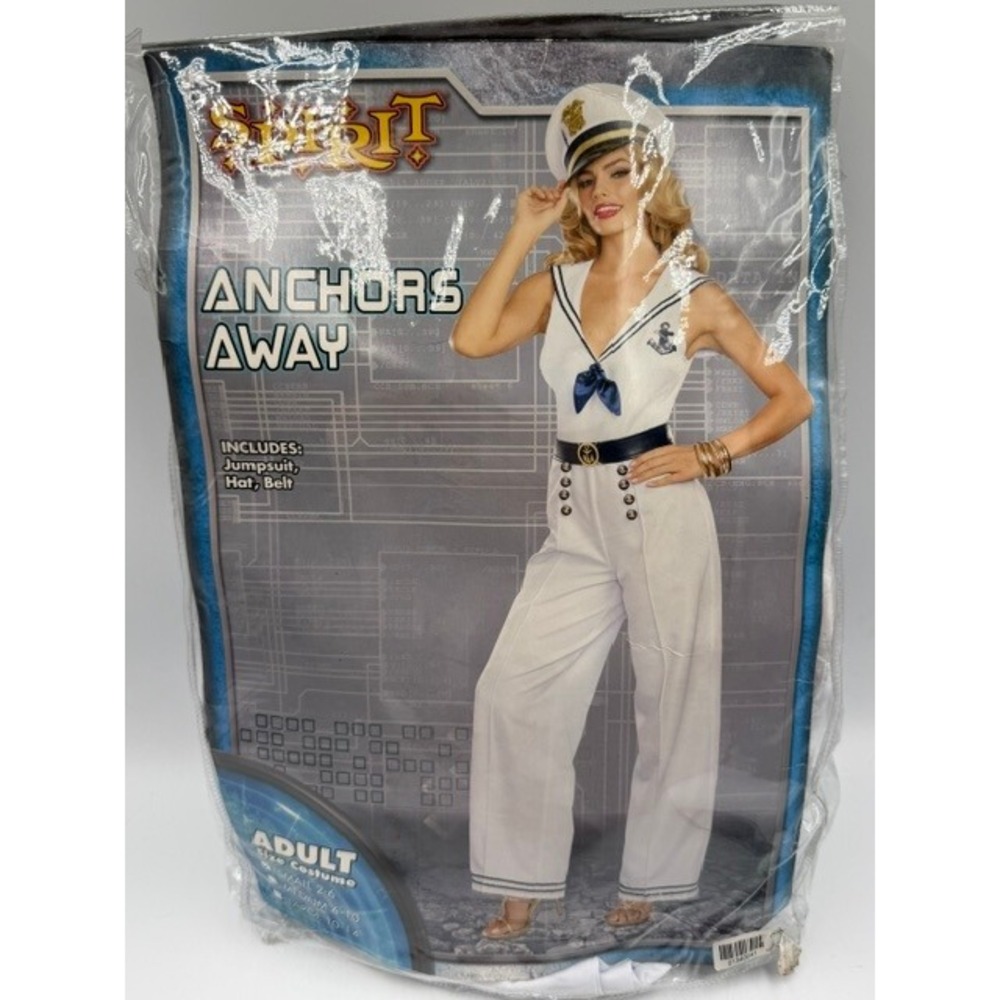Spirit Halloween Anchors Away Sailor Costume Set Jumpsuit Hat Belt Small 2-6